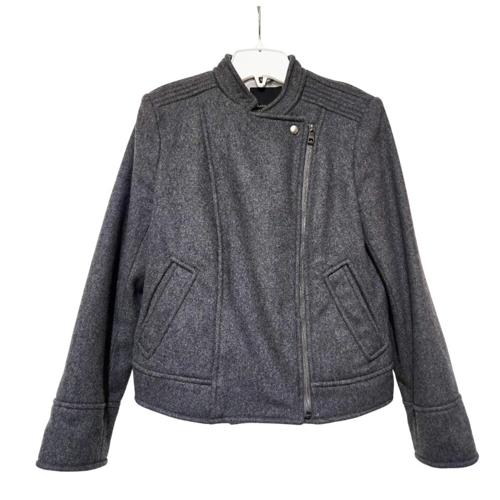 Banana Republic Italian Gray Melton Wool Moto Jacket S Gray Like New